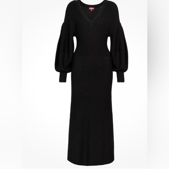 Staud Carnation Dress Long Balloon Sleeves Black - Picture 1 of 16